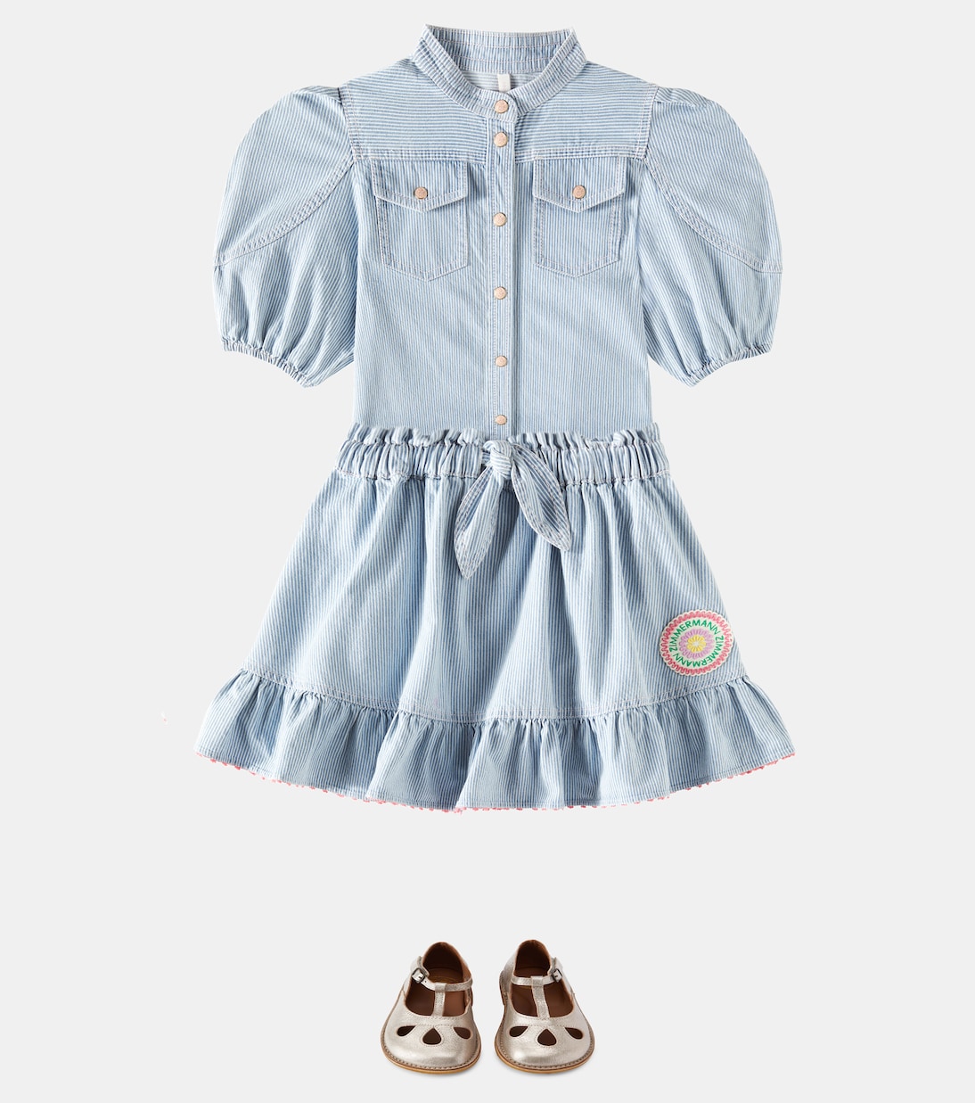 Jupe Wylie rayée en jean | Zimmermann Kids