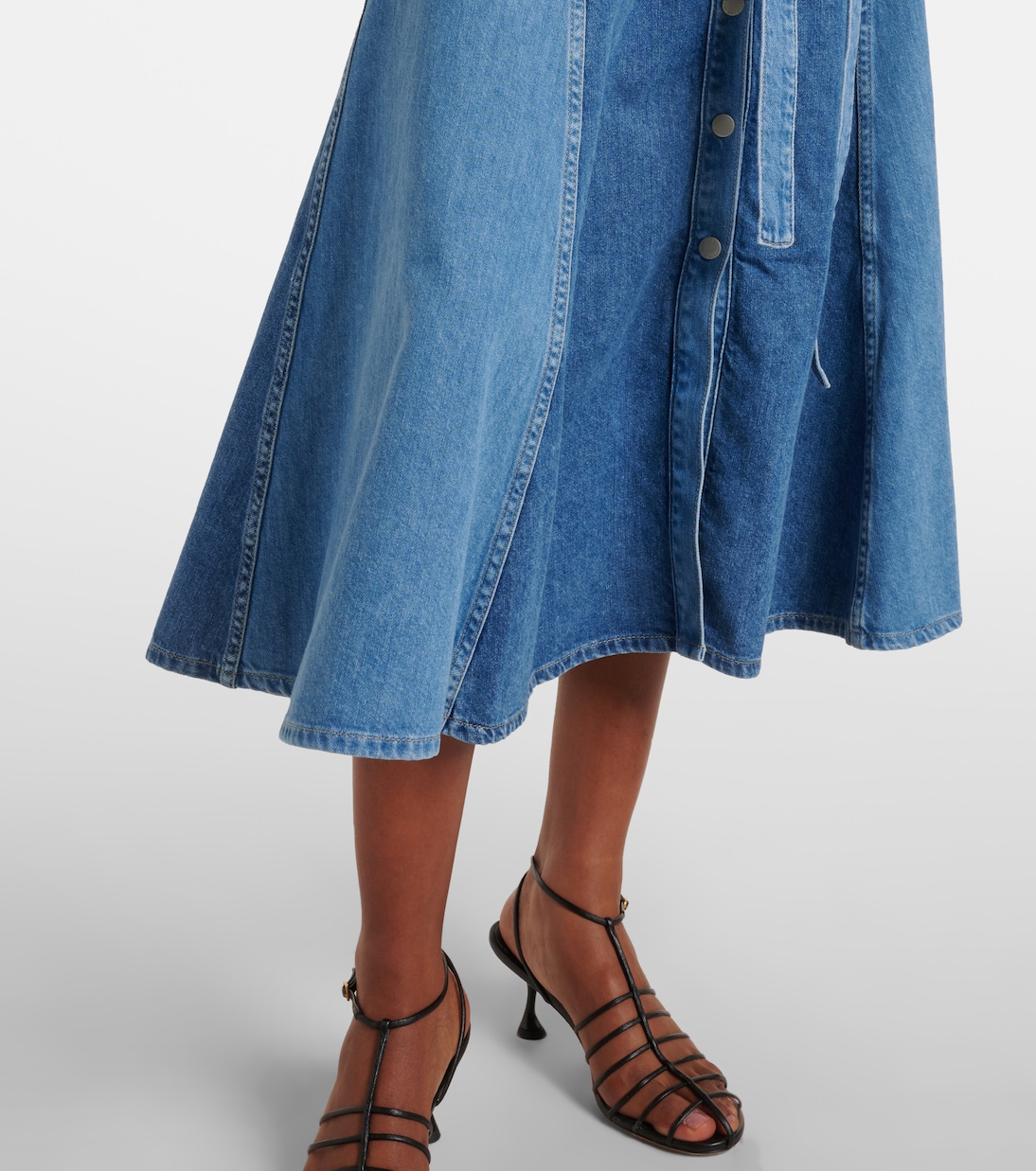Belted paneled denim midi dress | AG Jeans