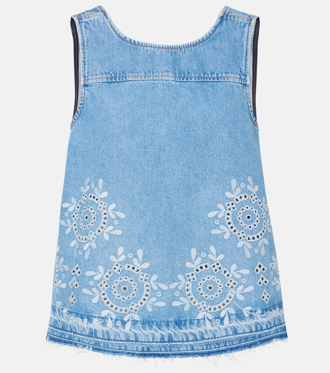 Top en denim con bordado inglés | Ganni
