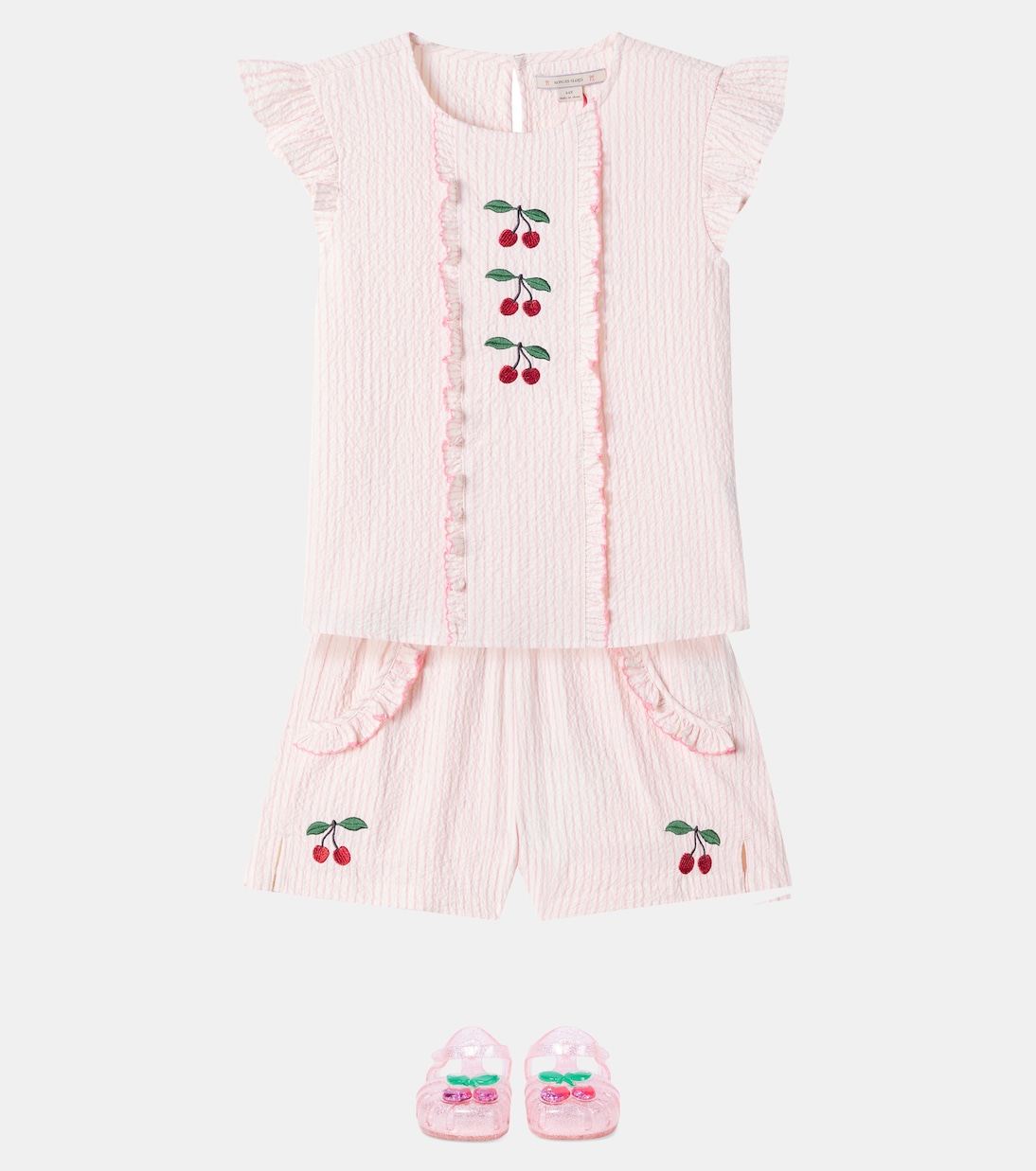 Shorts Ellie in seersucker di cotone con ricamo | Konges Sløjd