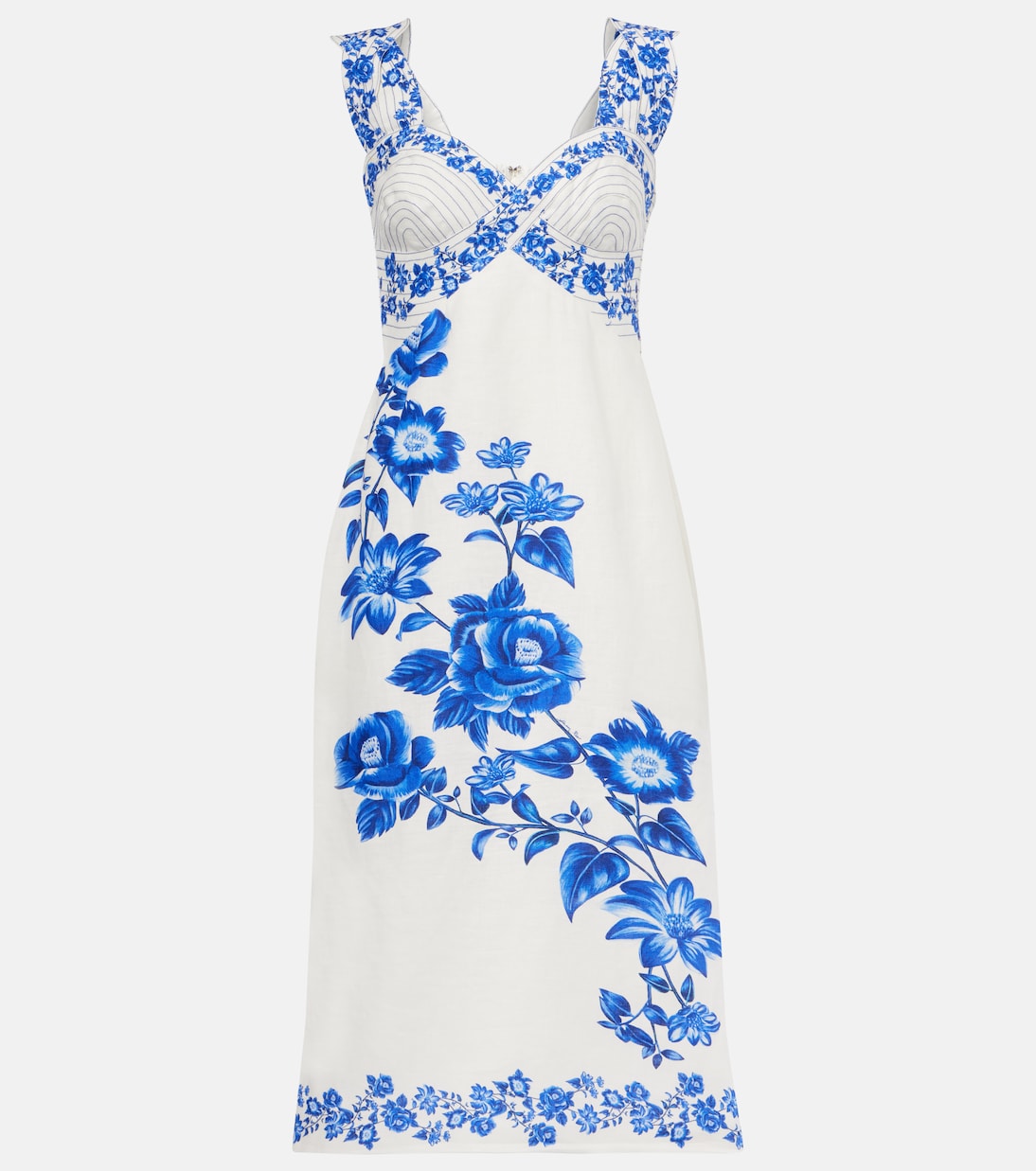 Midikleid Floral Cascade aus Leinen | Farm Rio