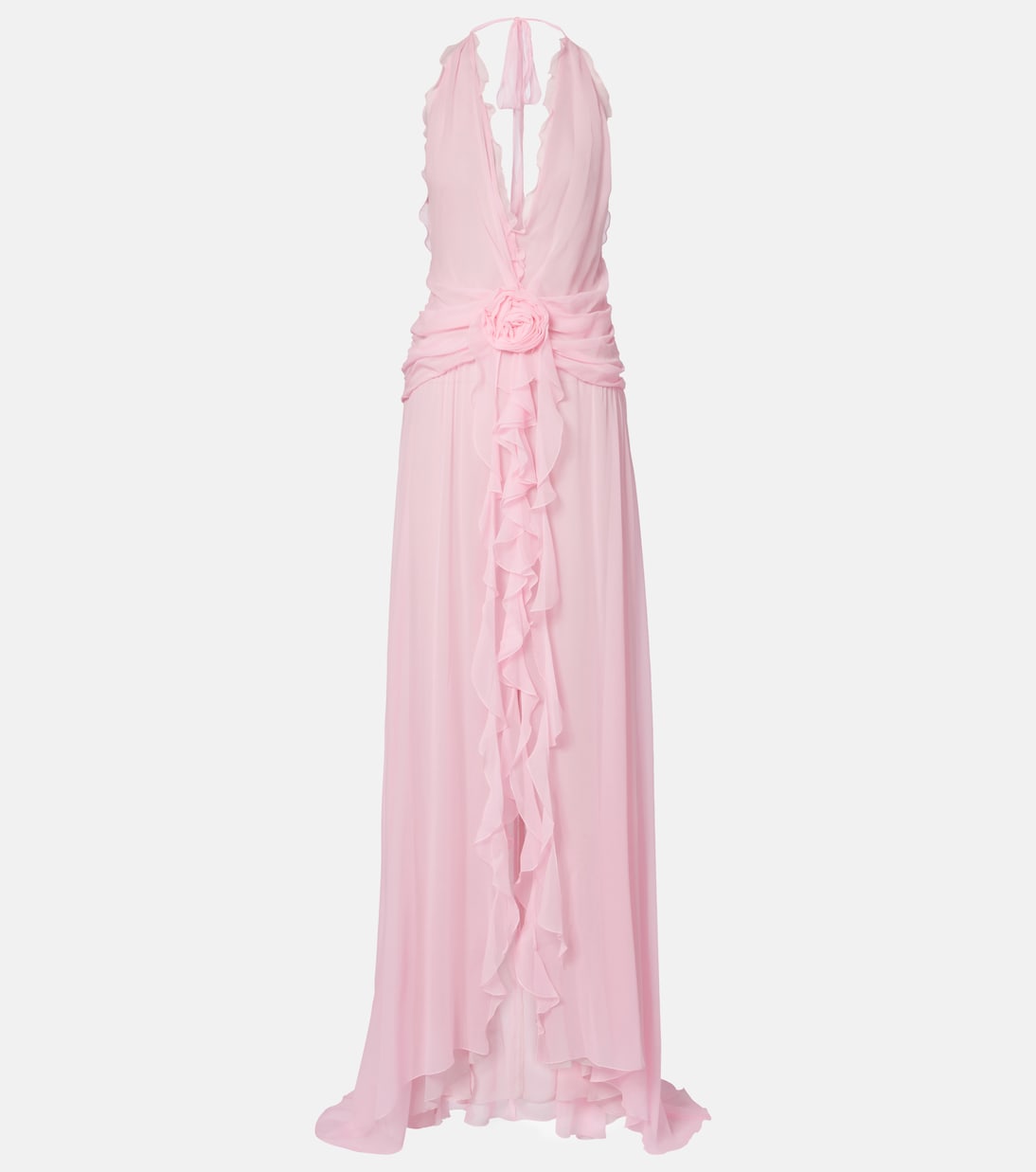 Ruffled silk georgette maxi dress | Blumarine