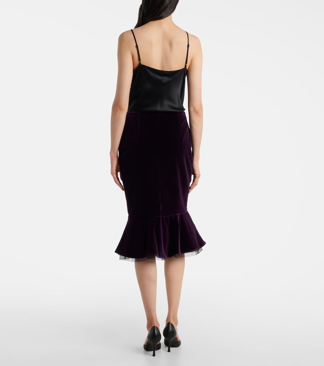 Peplum cotton velvet midi skirt | Nina Ricci