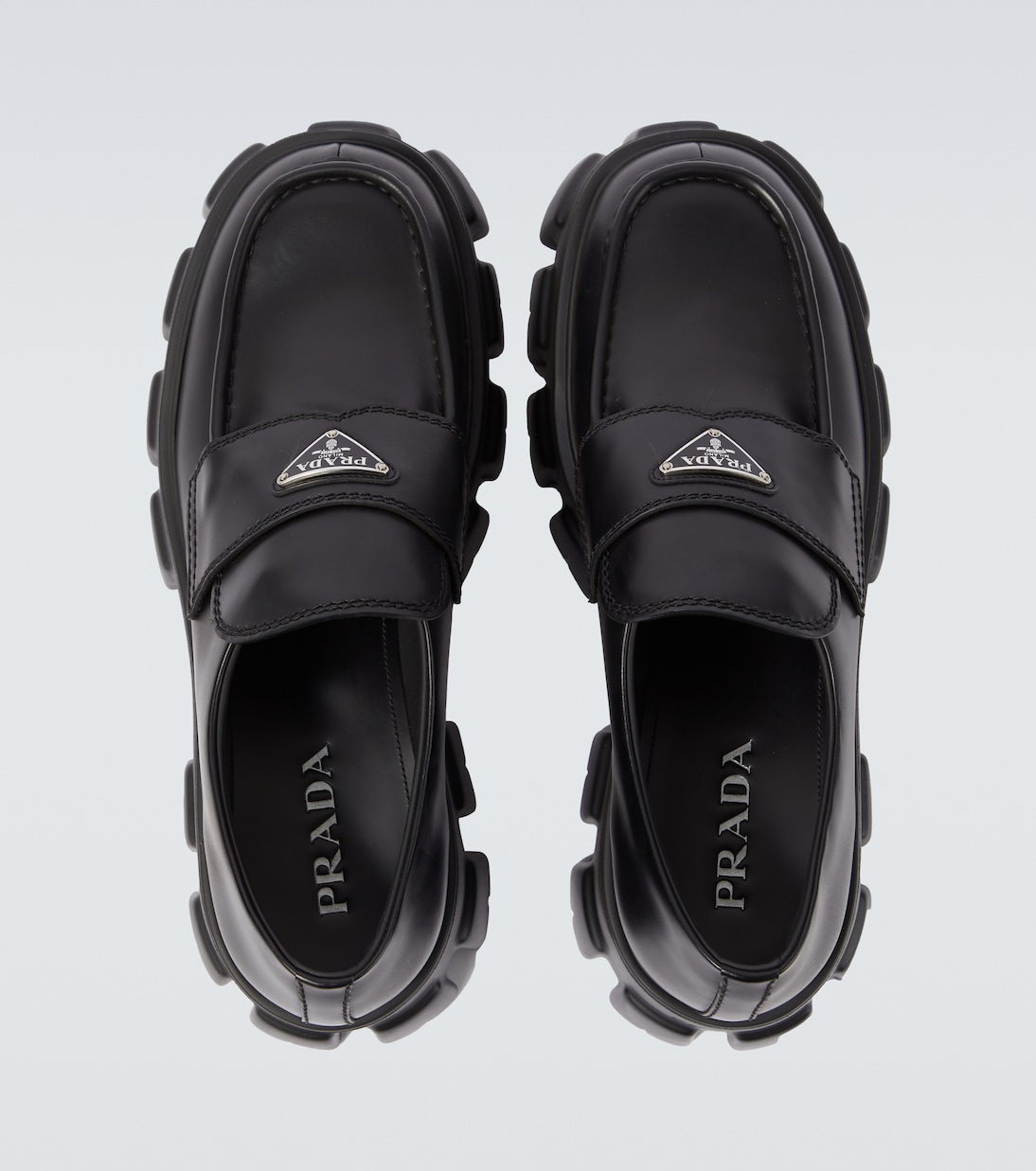 Mocasines de piel con plataforma y logo | Prada