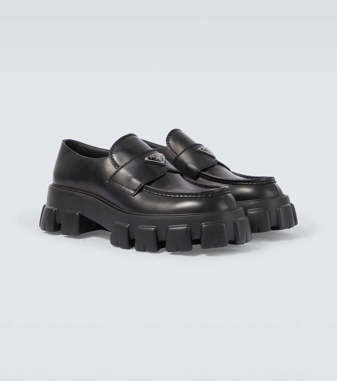 Mocasines de piel con plataforma y logo | Prada