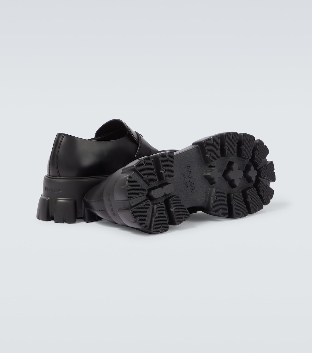 Mocasines de piel con plataforma y logo | Prada