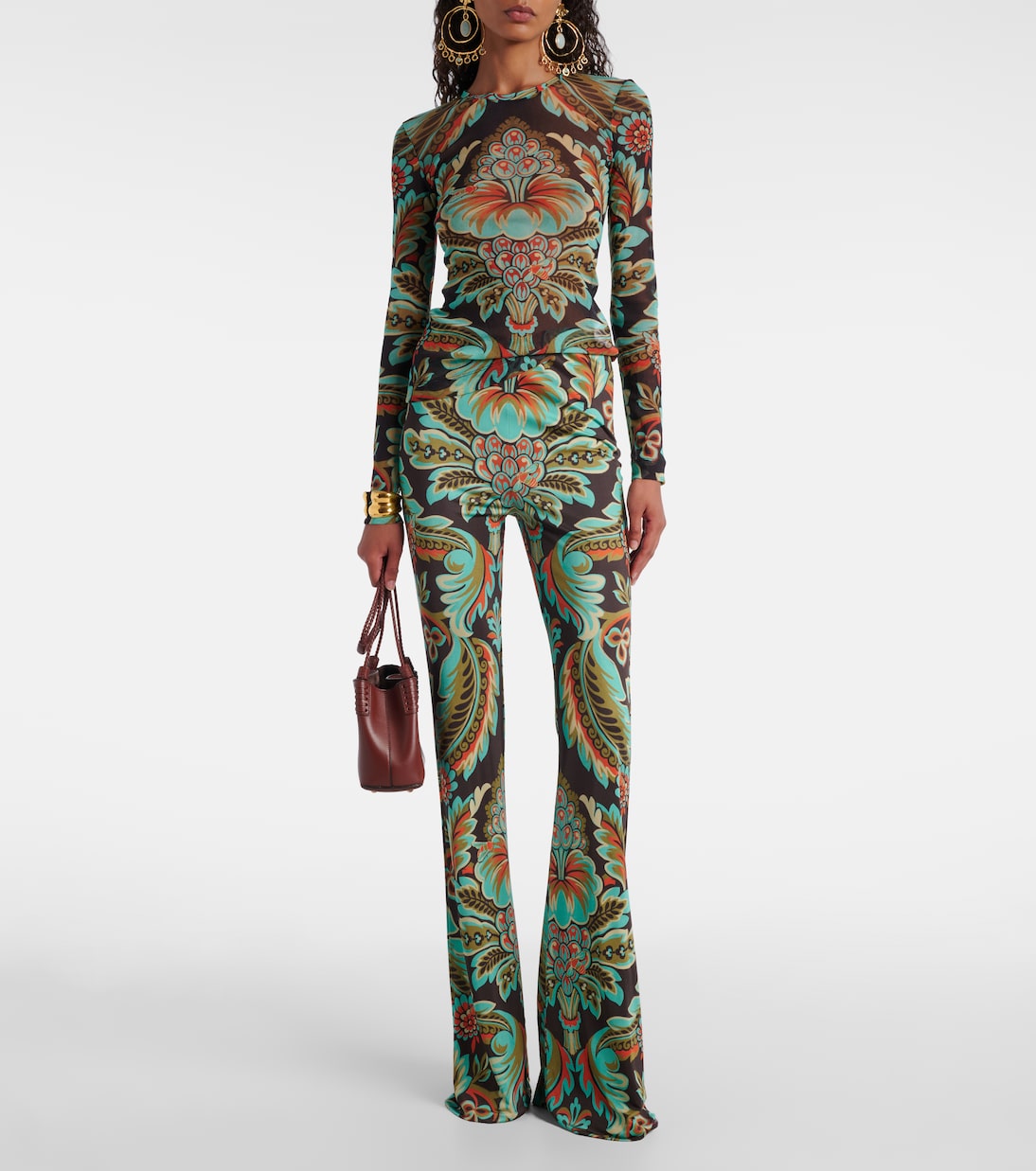 Printed crêpe jersey flared pants | Etro