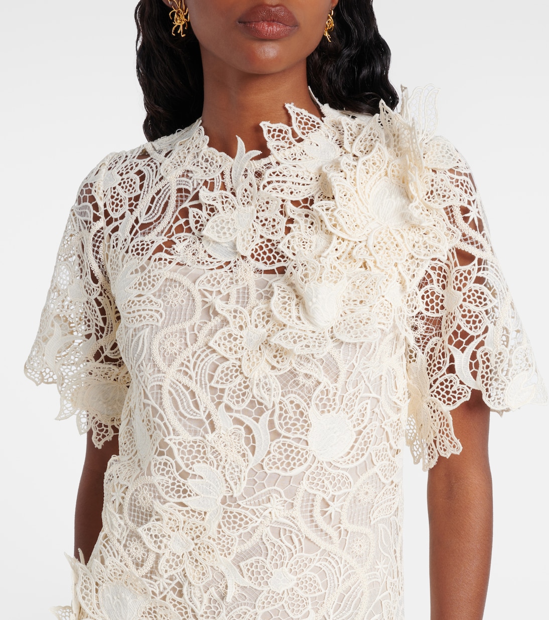 Miniabito in pizzo con stampa floreale | Oscar de la Renta
