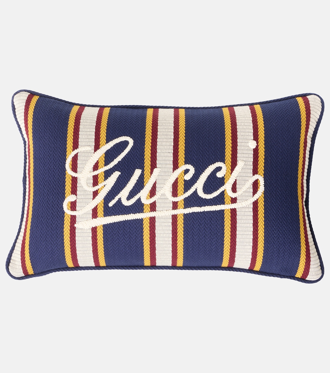 Cuscino in cotone a righe con logo | Gucci