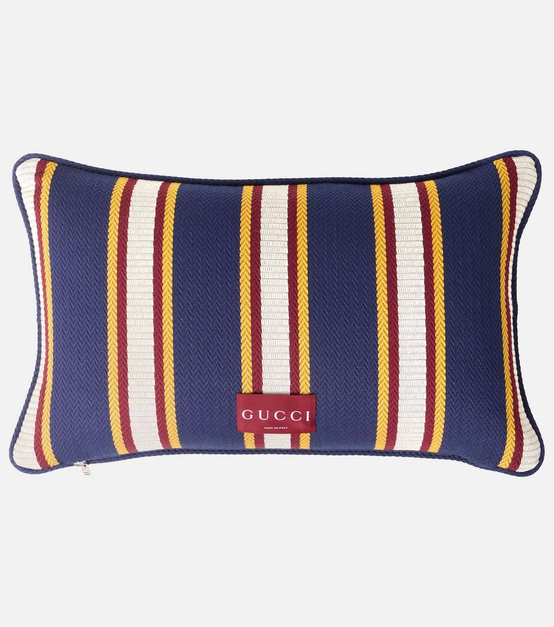 Cuscino in cotone a righe con logo | Gucci