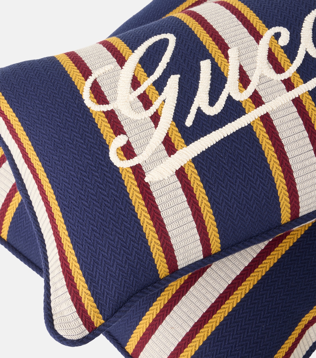 Cuscino in cotone a righe con logo | Gucci