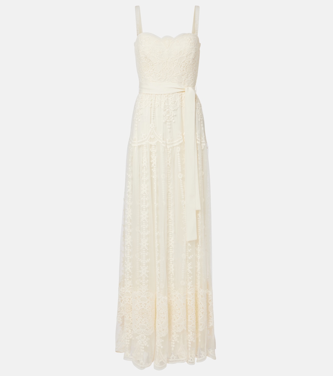 Robe longue brodée en tulle | Elie Saab