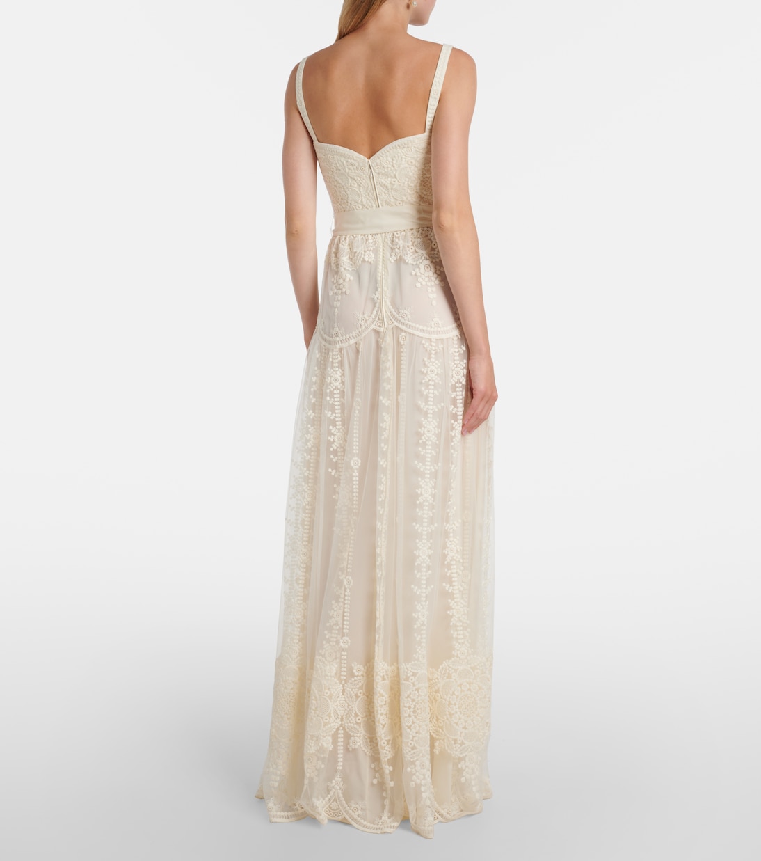 Robe longue brodée en tulle | Elie Saab