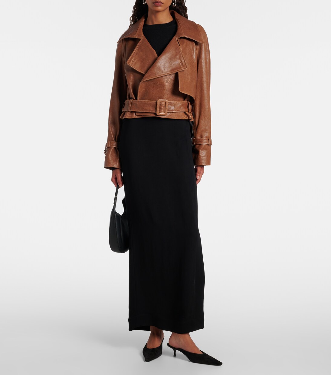 Hatti cropped leather biker jacket | Nour Hammour