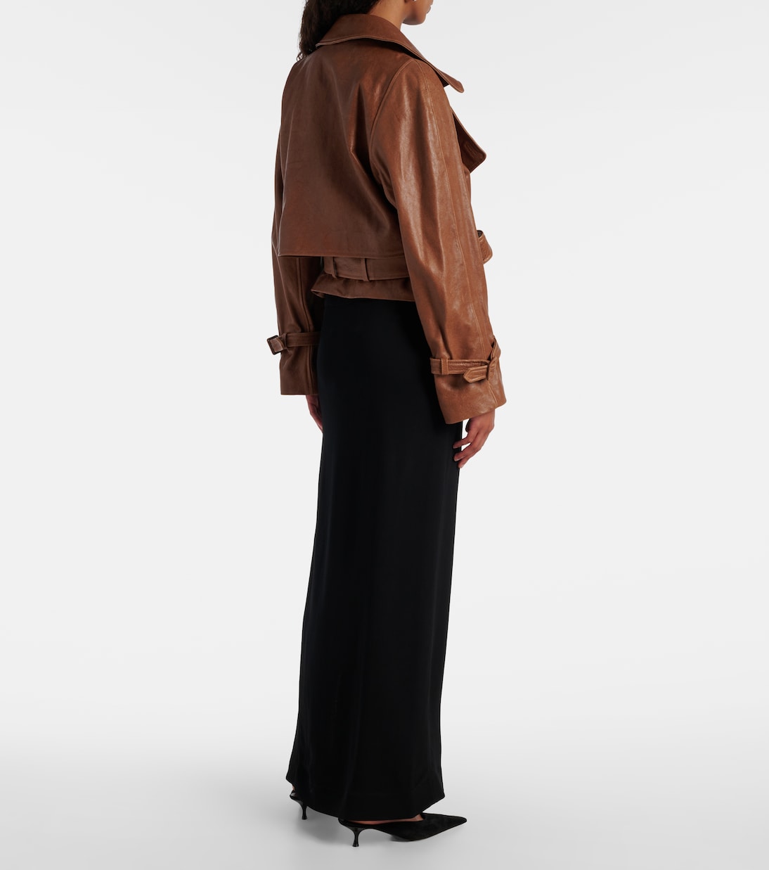 Hatti cropped leather biker jacket | Nour Hammour