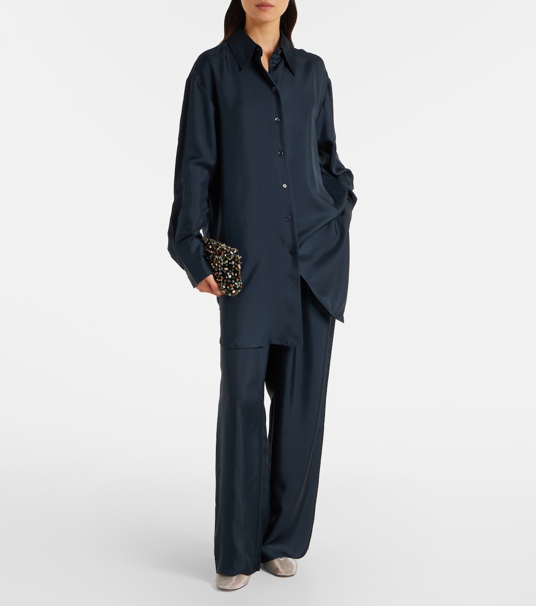 Oversized silk satin shirt | Róhe