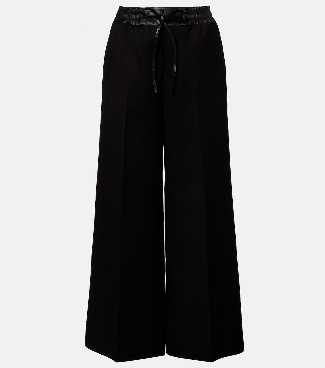 Leather-trimmed virgin wool wide-leg pants | Alaïa