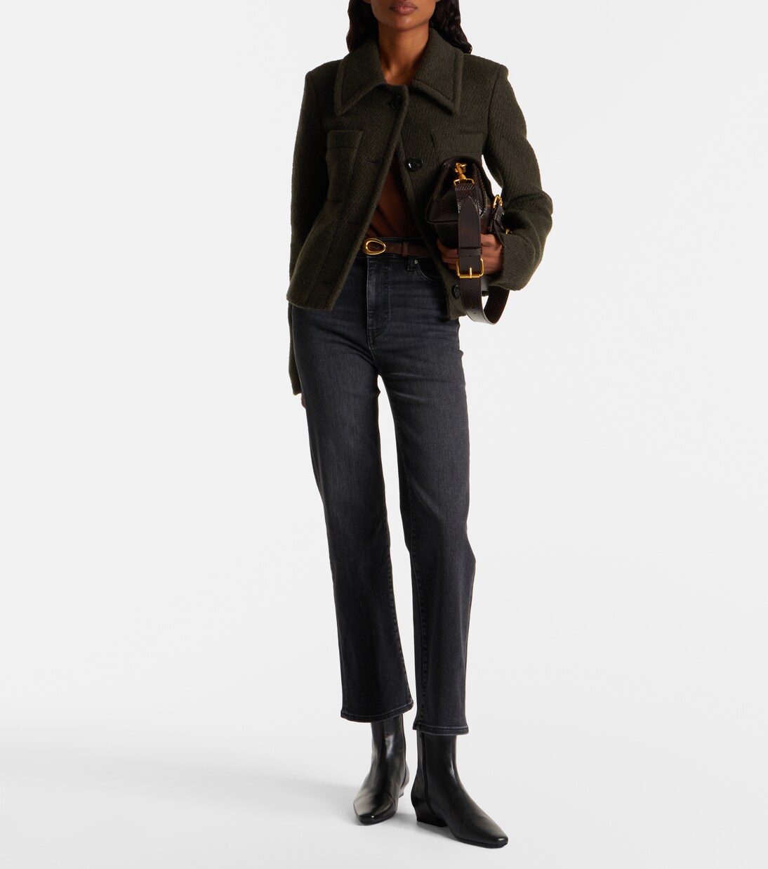 Jeans rectos Le Sleek de tiro alto cropped | Frame