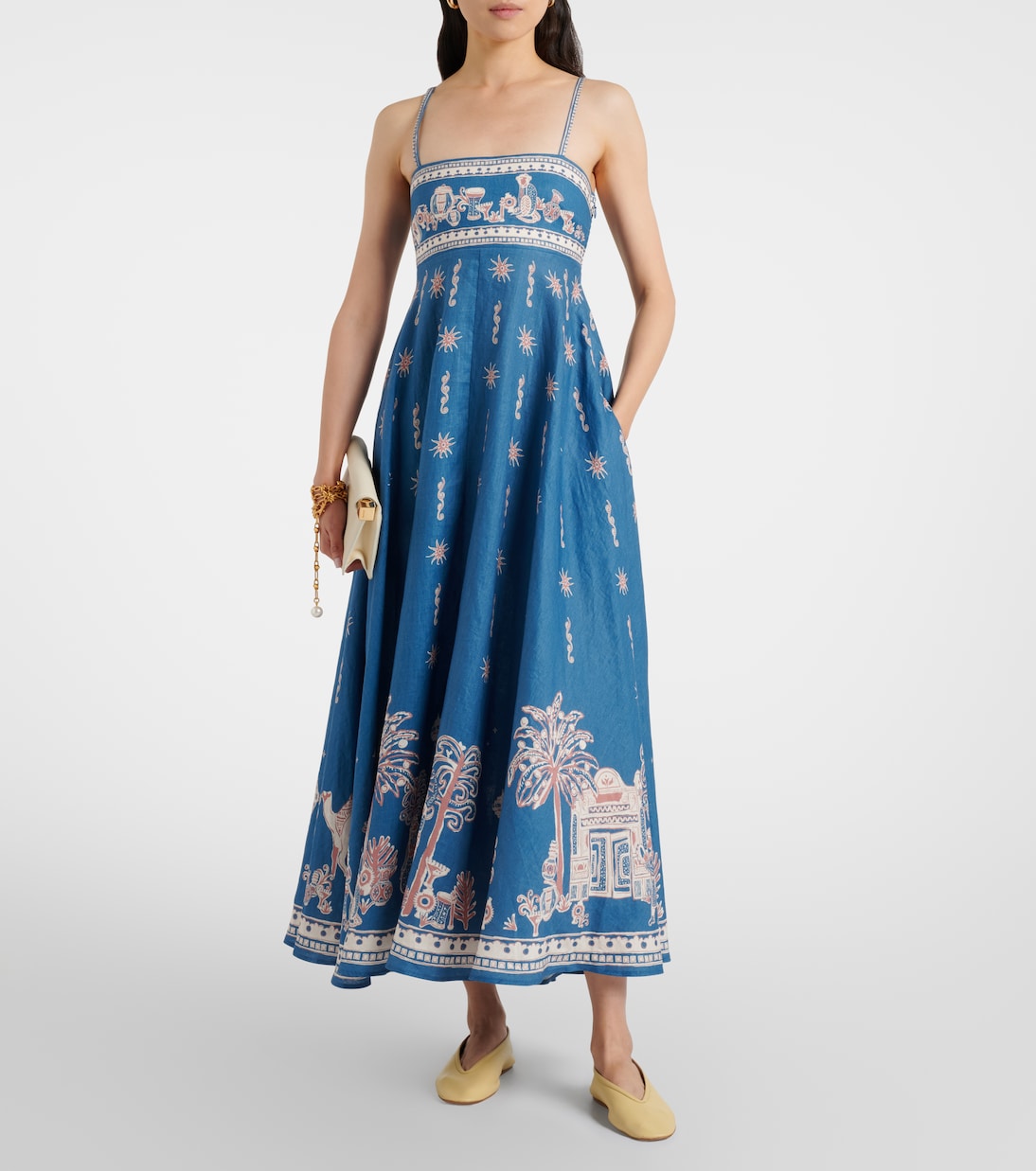 Acacia printed linen maxi dress | Alémais