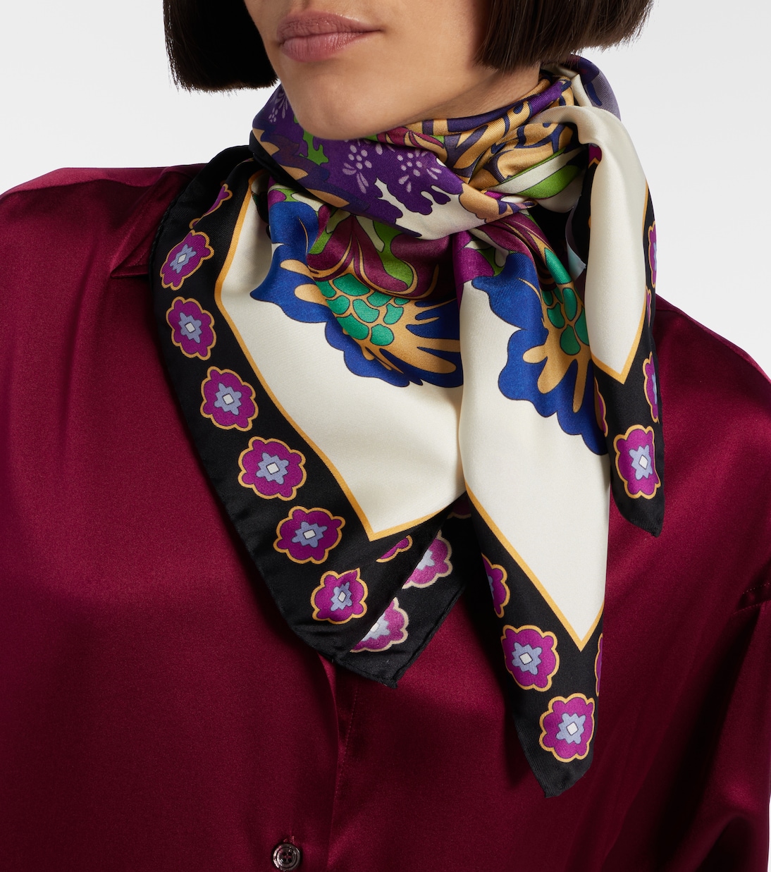 Printed silk twill scarf | La DoubleJ