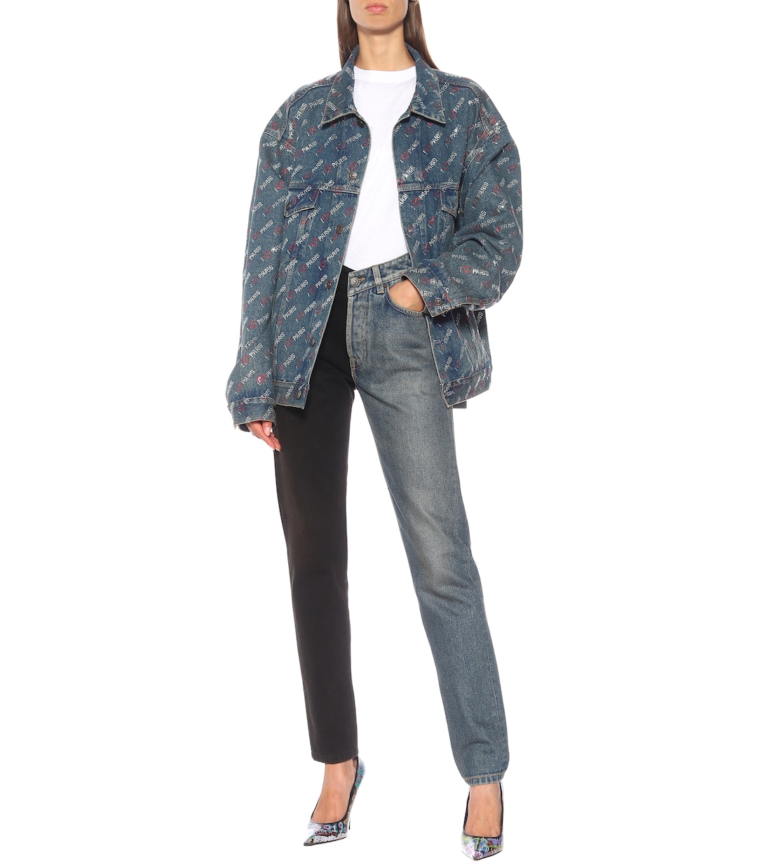 Veste en jean oversize à cristaux | Balenciaga