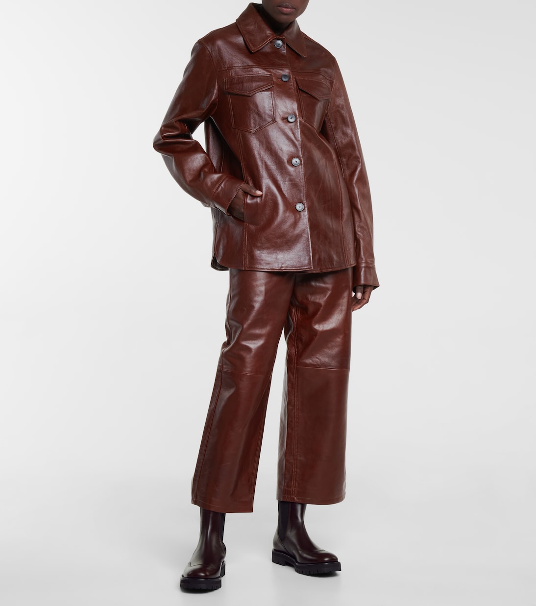 High-rise wide leather pants | Dries Van Noten
