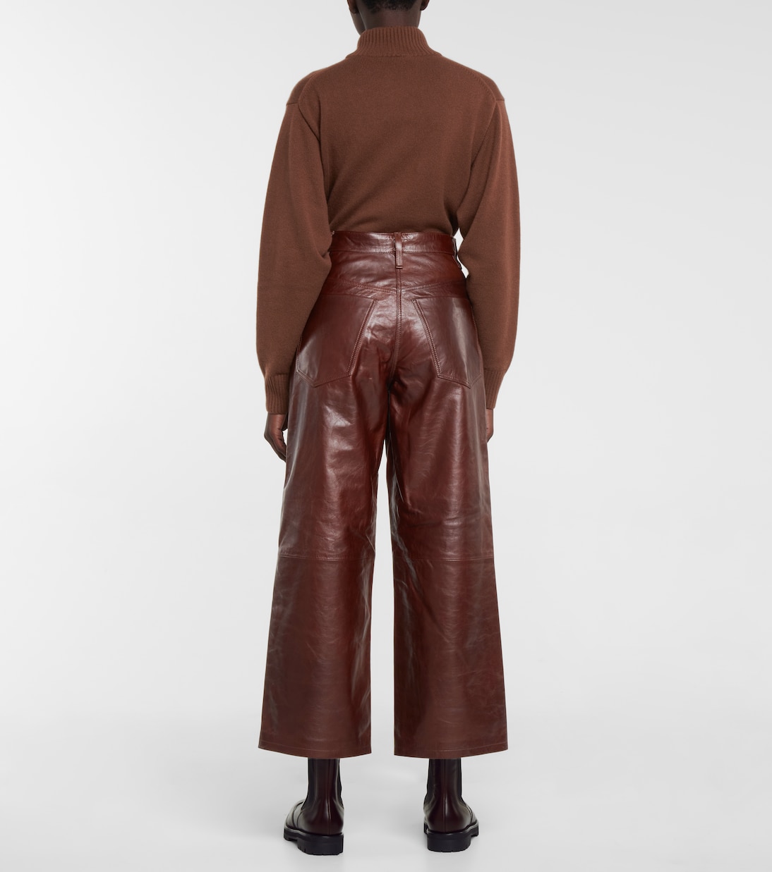 High-rise wide leather pants | Dries Van Noten