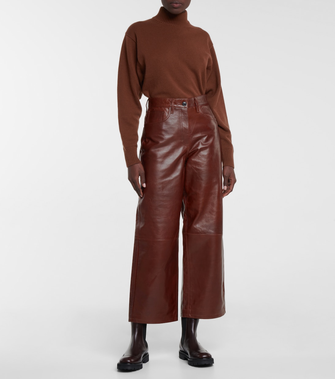 High-rise wide leather pants | Dries Van Noten
