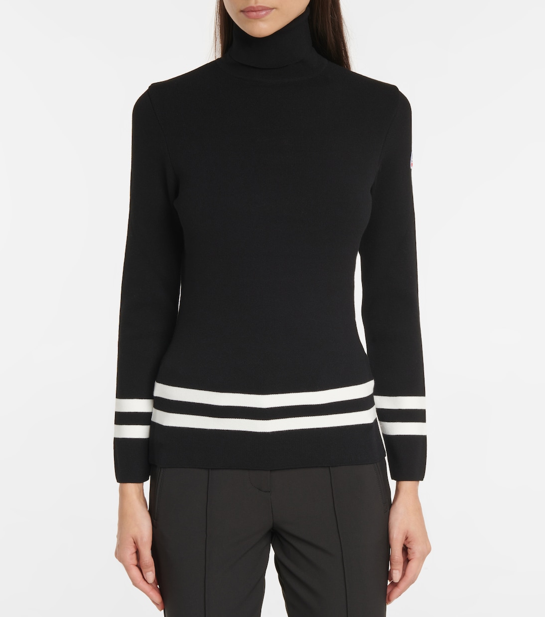 Striped turtleneck knit sweater | Fusalp