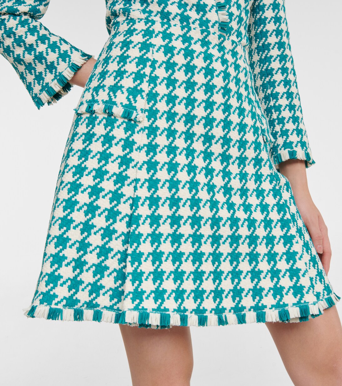 Frayed houndstooth tweed miniskirt | Oscar de la Renta