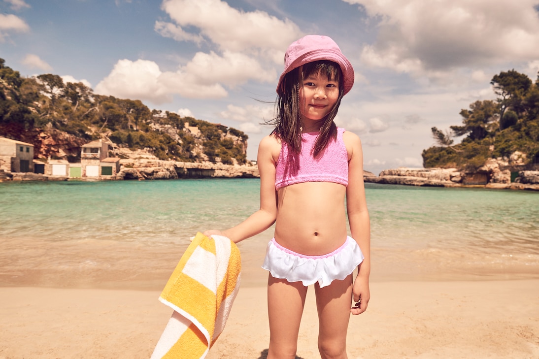 Baby - Bikini Olive con volant | Hunza G Kids