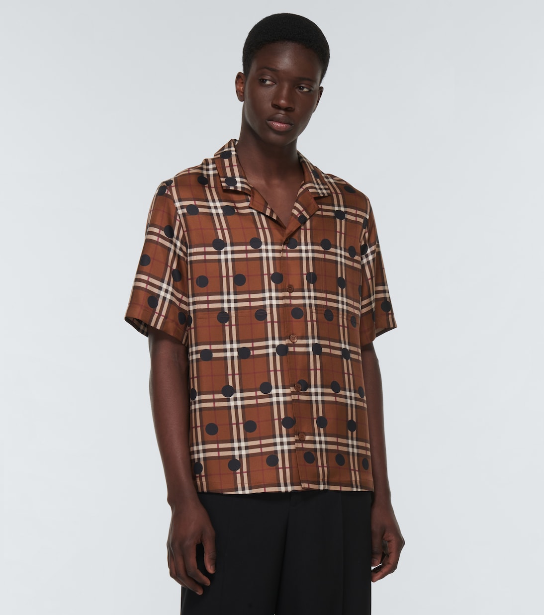 Polka-dot checked silk twill shirt | Burberry