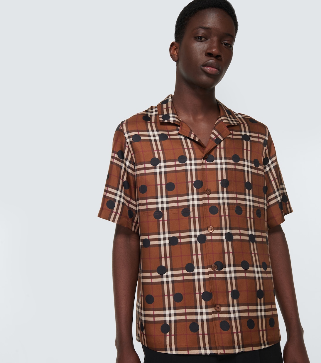 Polka-dot checked silk twill shirt | Burberry