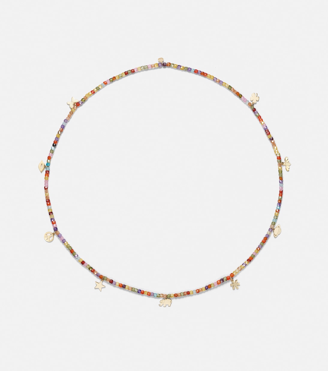 Collana in oro 14kt con charm a perline e zircone, stile moderno per giovani