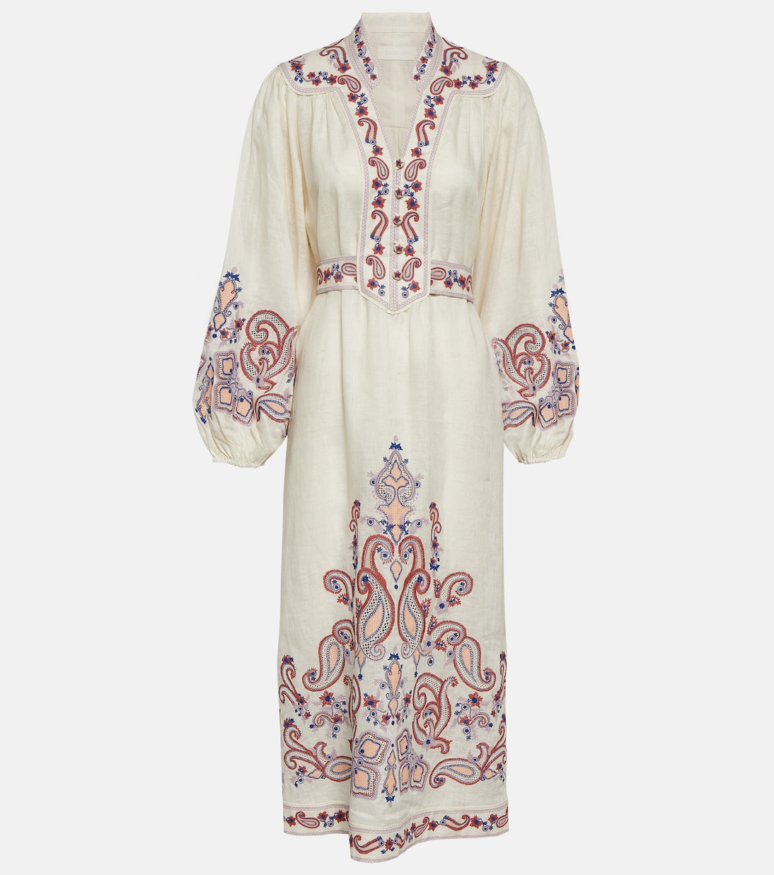 Abito midi in lino con stampa | Zimmermann