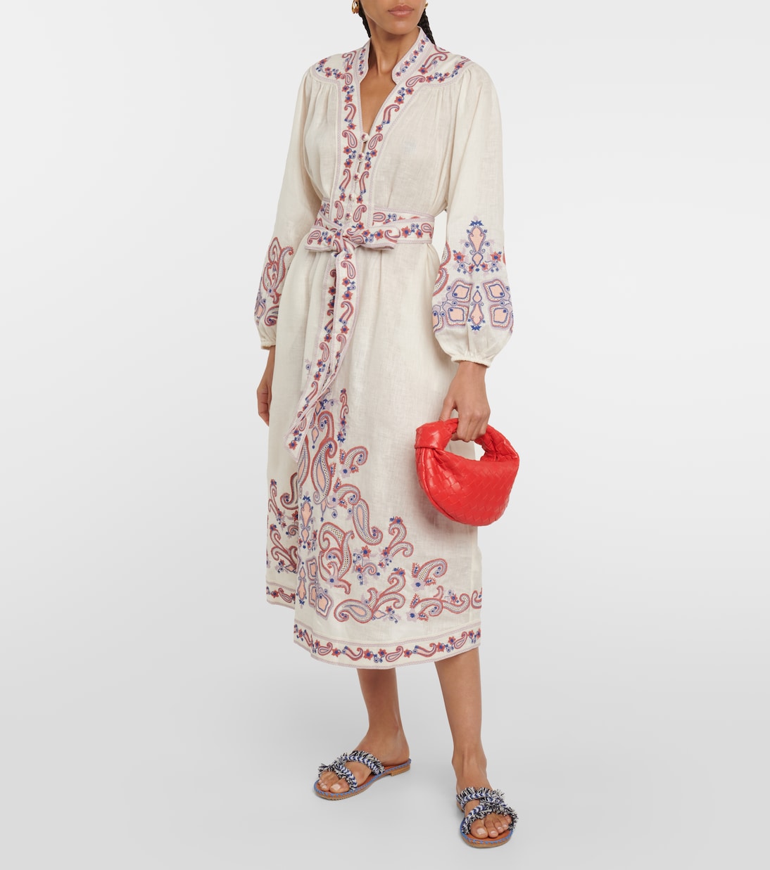 Abito midi in lino con stampa | Zimmermann