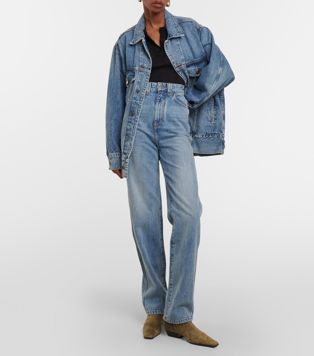 Albi high-rise straight jeans in blue - Khaite | Mytheresa