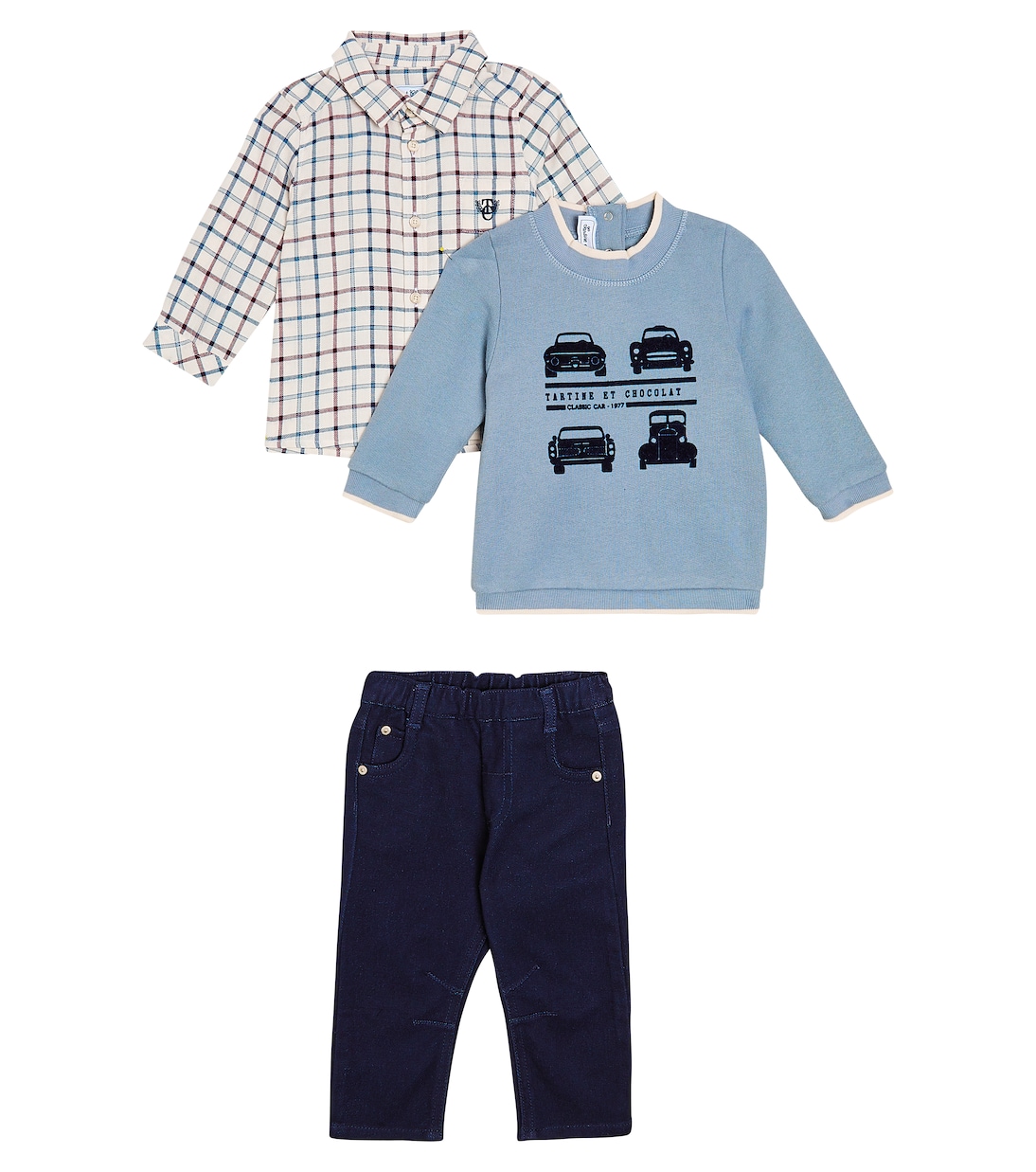 Baby set of sweatshirt, top, and pants | Tartine et Chocolat
