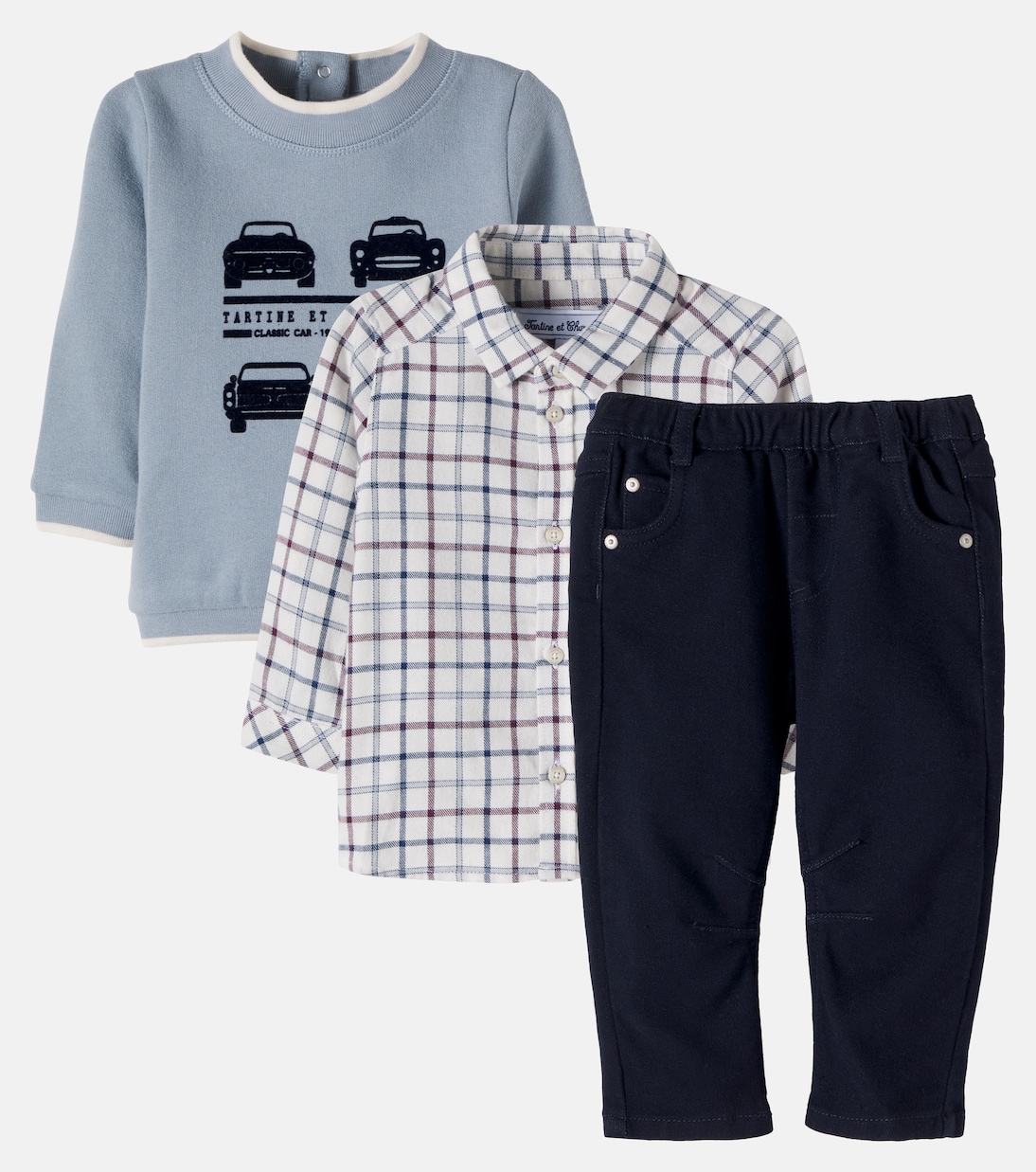 Baby Set aus Sweatshirt, Hemd und Hose | Tartine et Chocolat