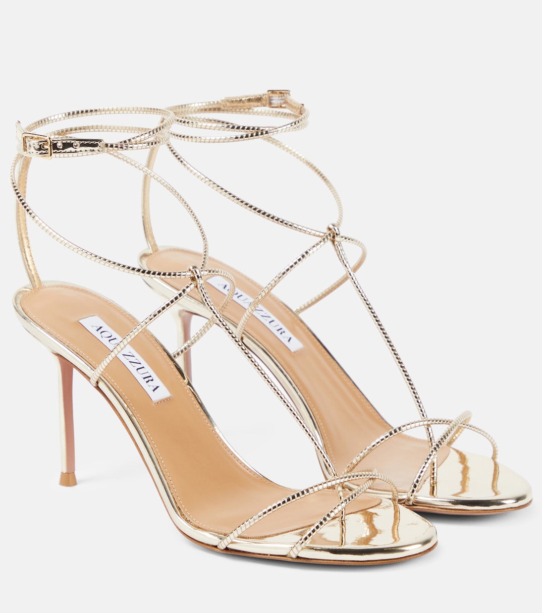 Roman Romance mirrored faux leather sandals | Aquazzura