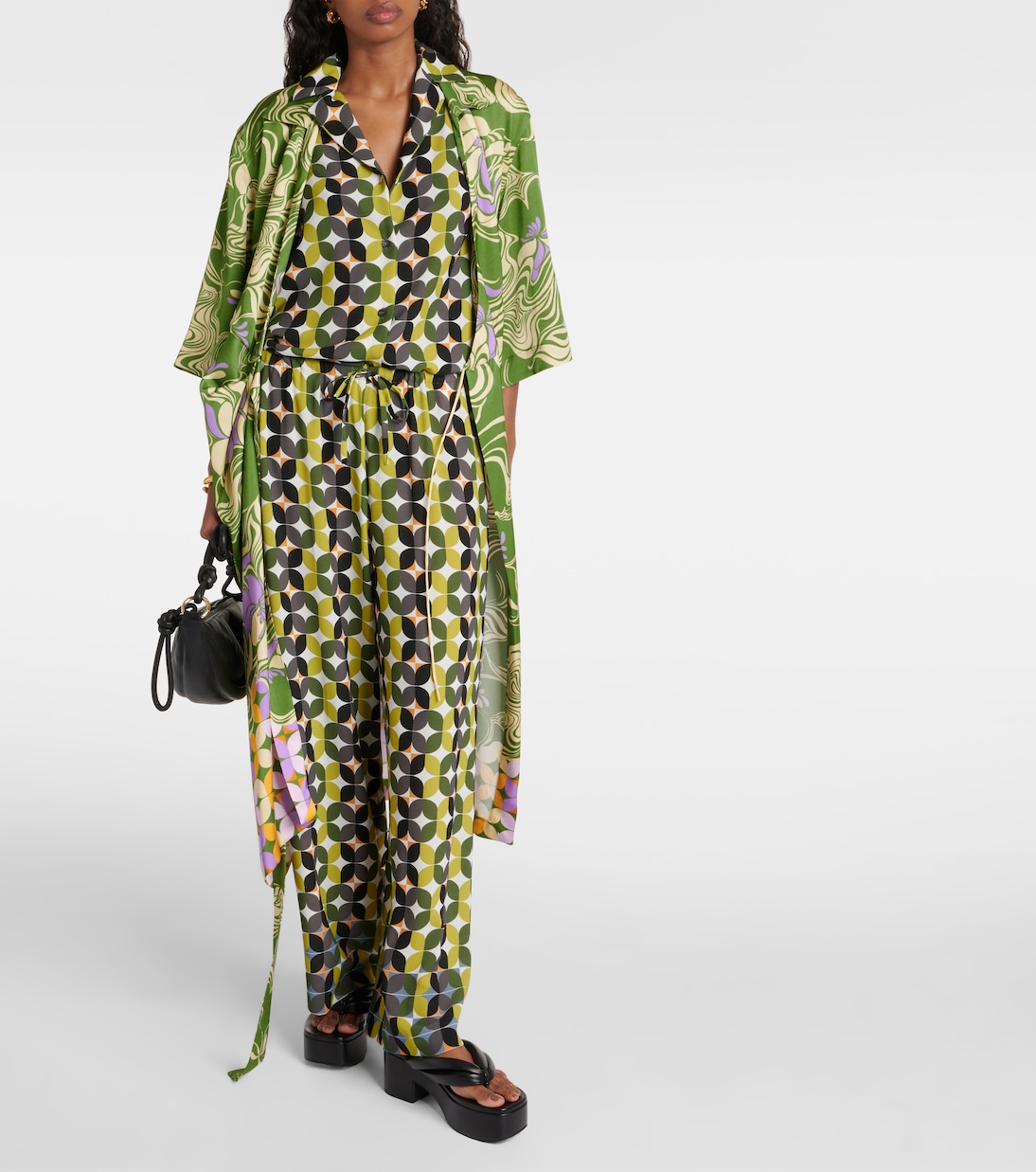 Pantaloni a gamba larga in crêpe a vita alta  | Dries Van Noten