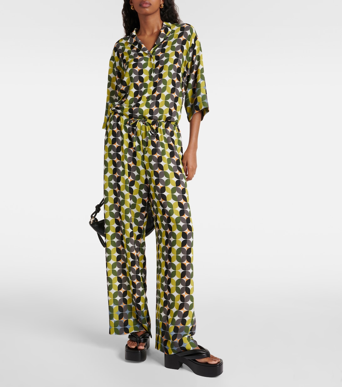 Pantaloni a gamba larga in crêpe a vita alta  | Dries Van Noten