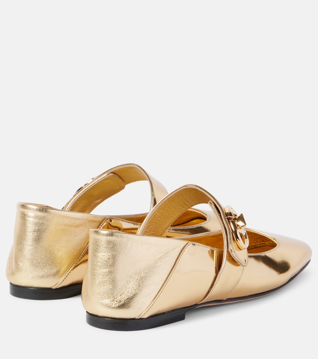 Mary-Jane-Ballerinas VLogo Locker aus Metallic-Leder | Valentino Garavani