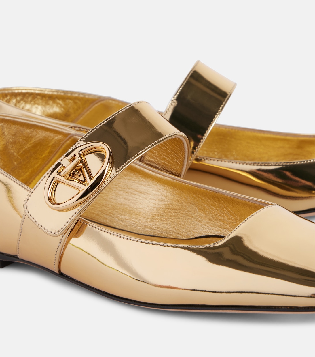 Mary-Jane-Ballerinas VLogo Locker aus Metallic-Leder | Valentino Garavani