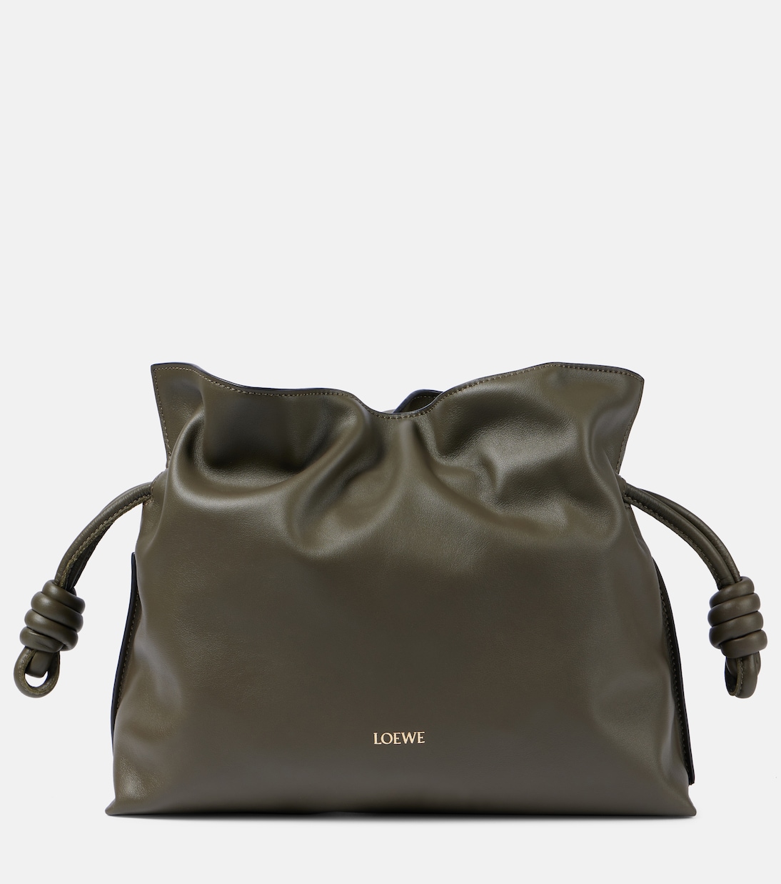 Flamenco leather clutch in green Loewe Mytheresa