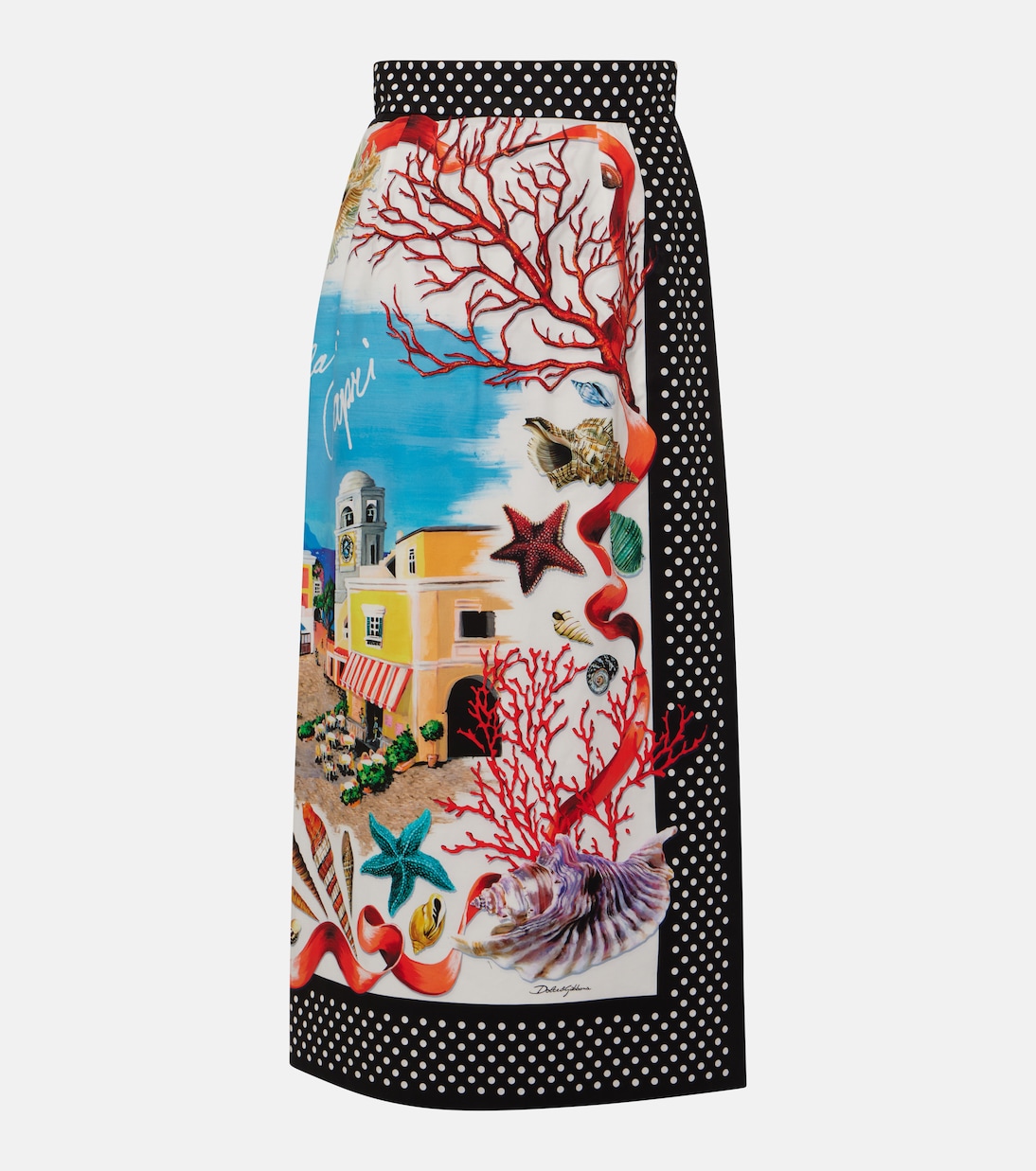 Jupe midi Capri imprimée en coton | Dolce&Gabbana