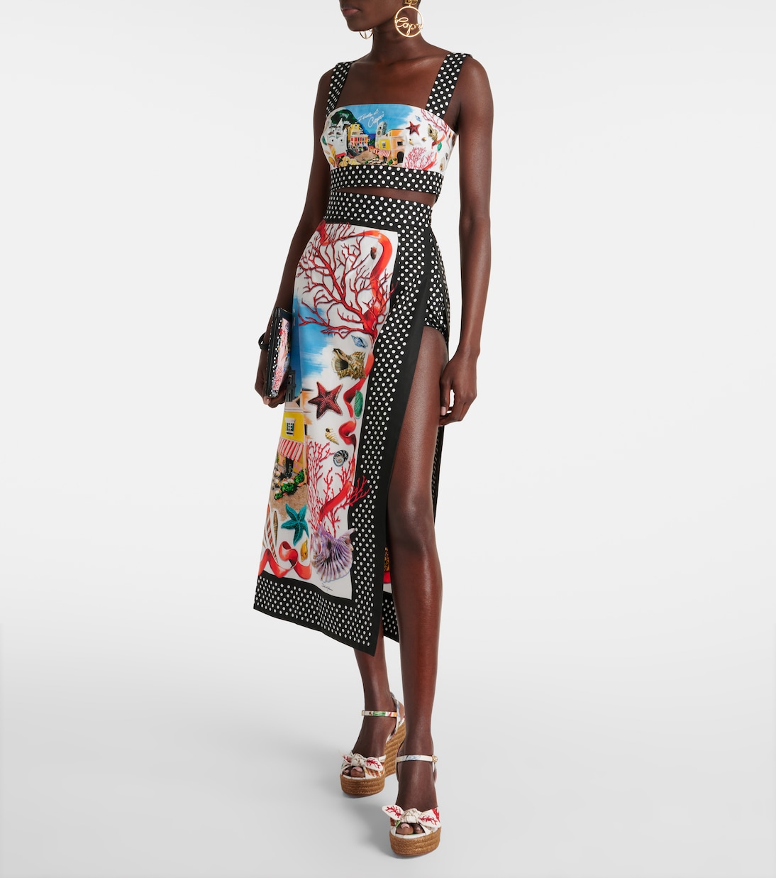 Jupe midi Capri imprimée en coton | Dolce&Gabbana