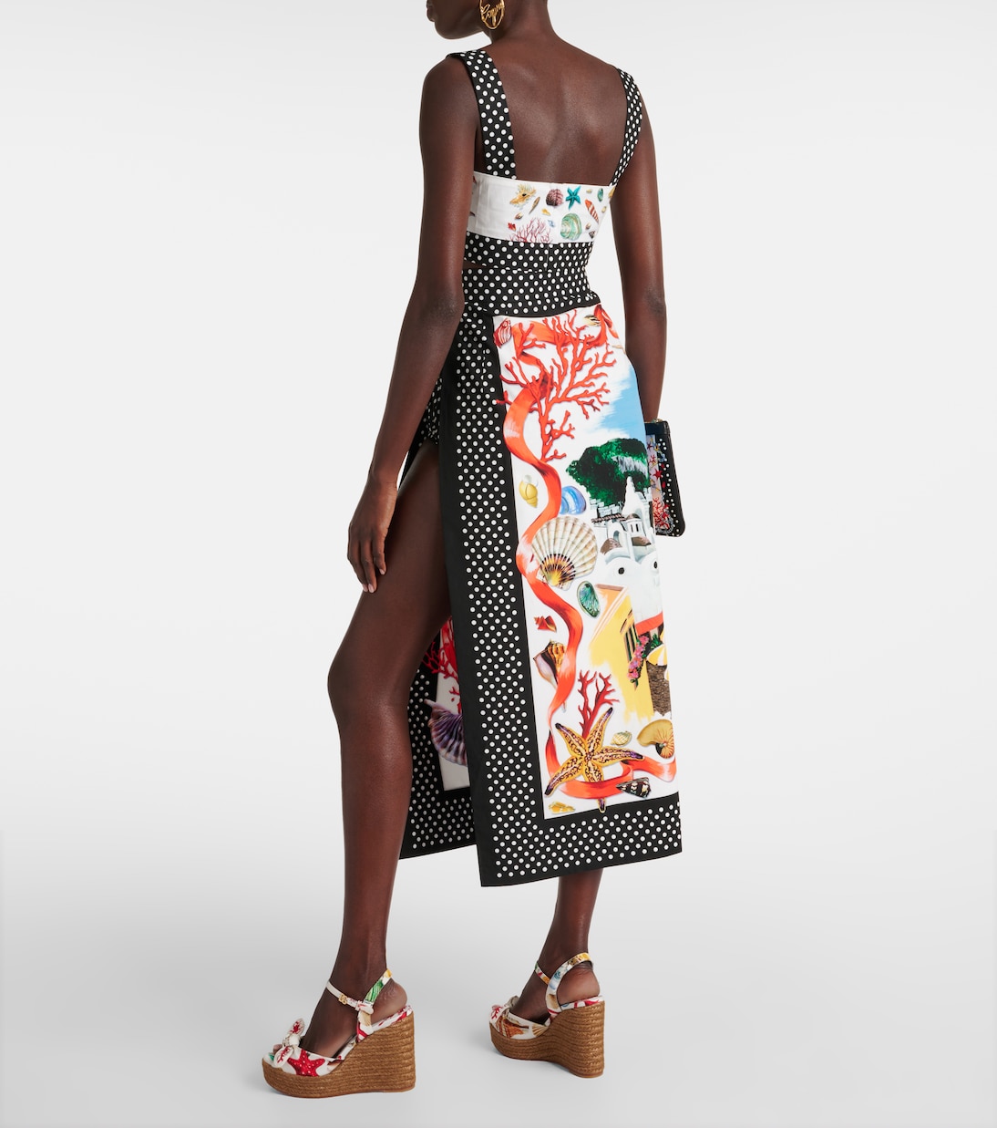 Jupe midi Capri imprimée en coton | Dolce&Gabbana