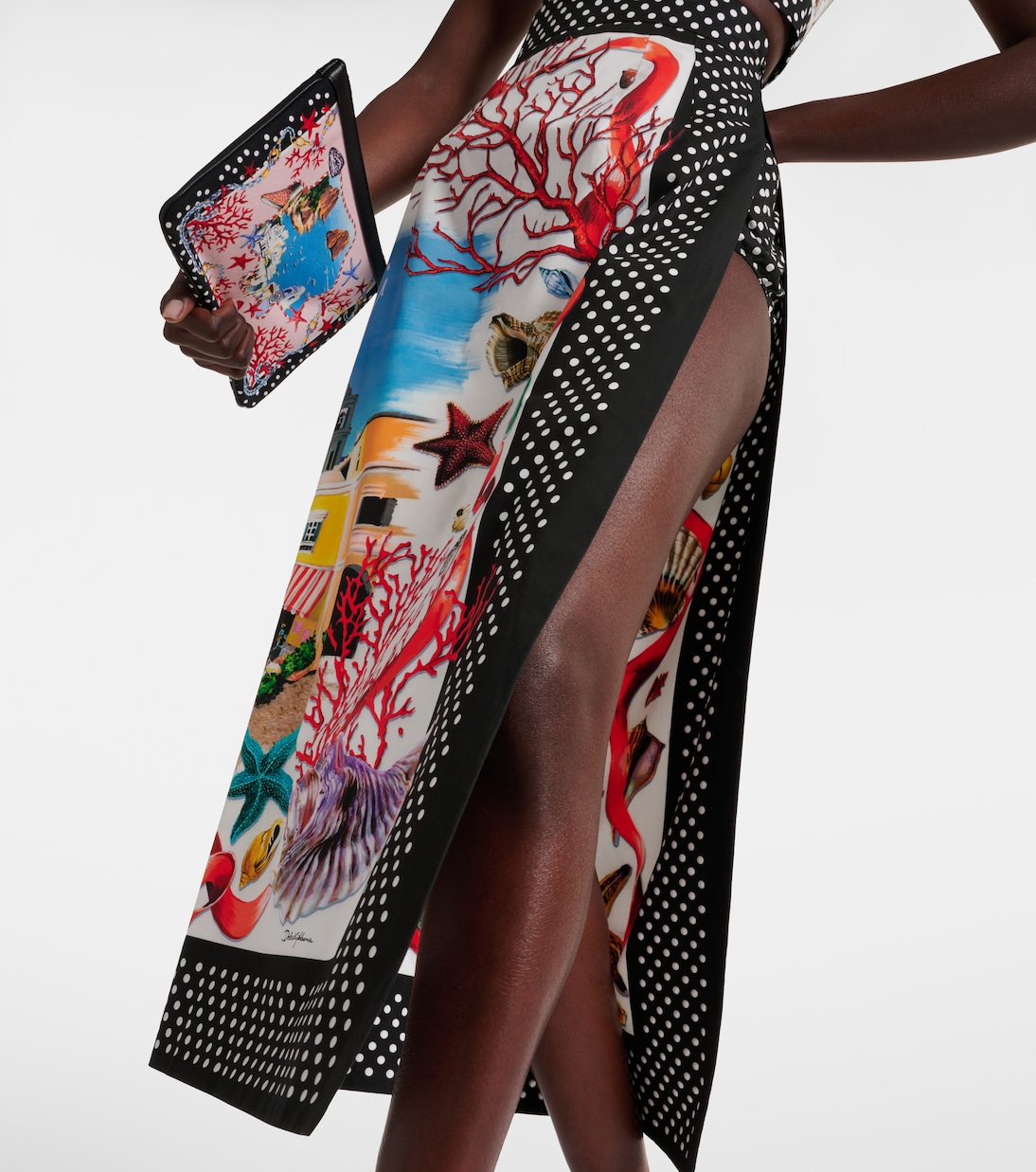 Jupe midi Capri imprimée en coton | Dolce&Gabbana