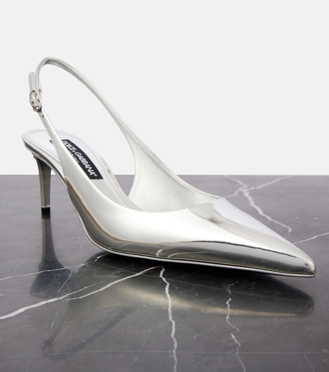 Slingback-Pumps aus Metallic-Leder | Dolce&Gabbana